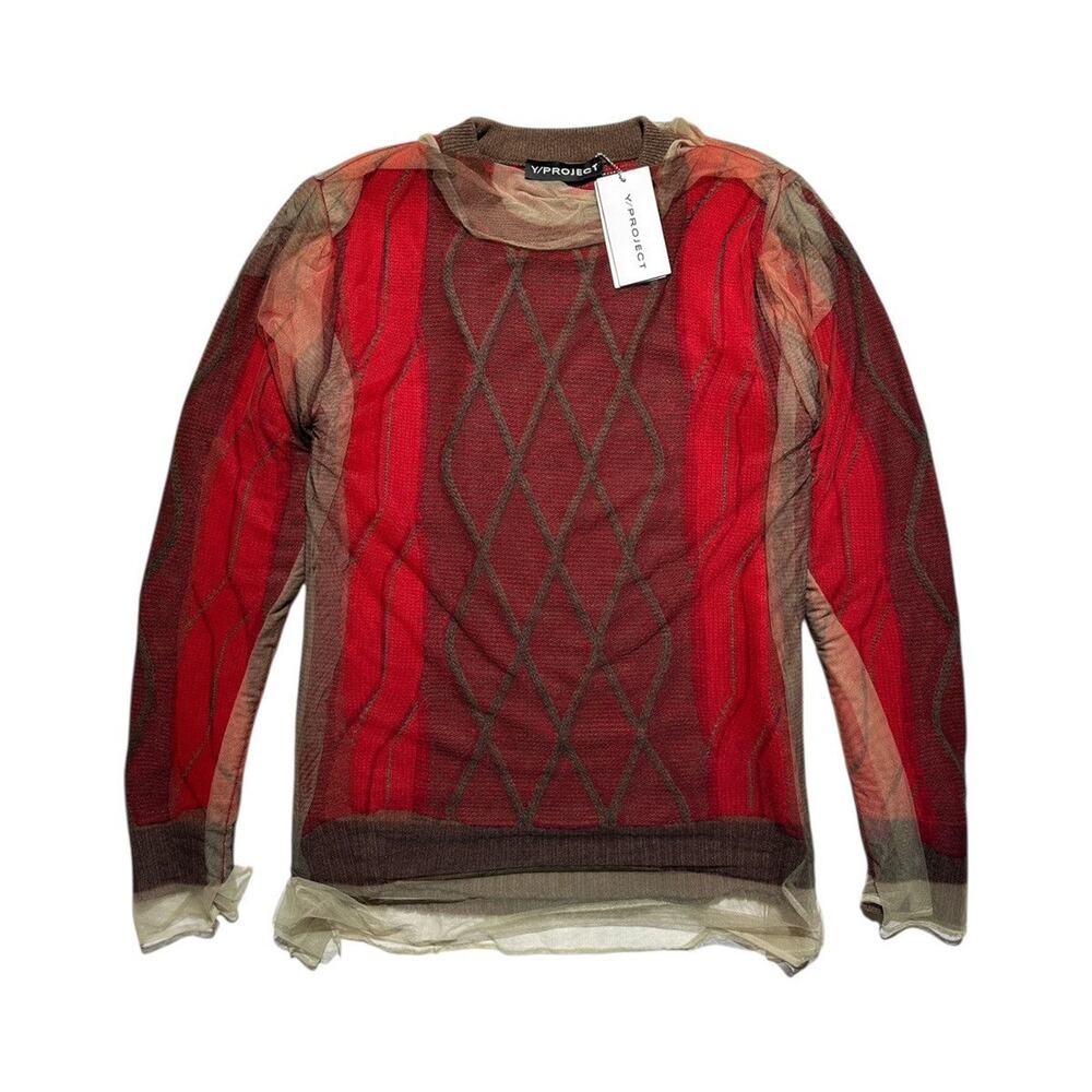 $1,275 Layered mesh knit argyle sweater